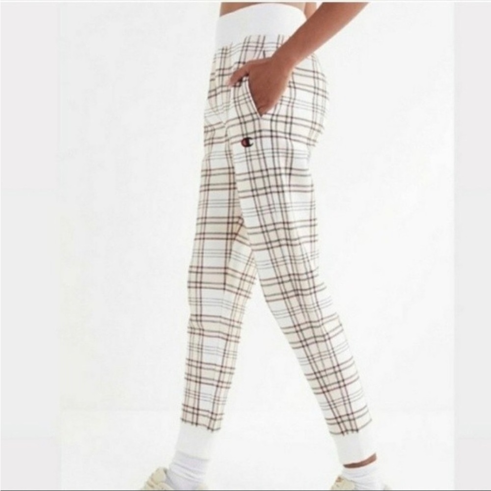 Champion Cream and Pink Track Pants with Elastic Cuffs